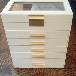 Cream Jewelry Organizer with Gold Accents